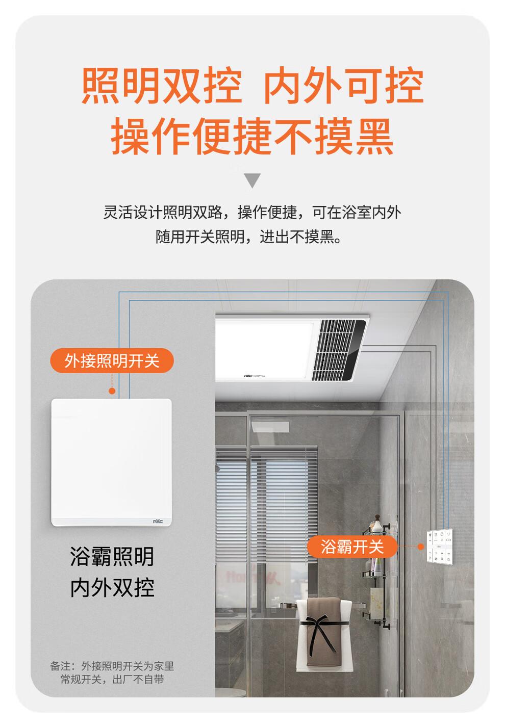 雷士（NVC）智能超薄风暖双核强暖卫生间排气扇照明一体浴霸浴室暖风机