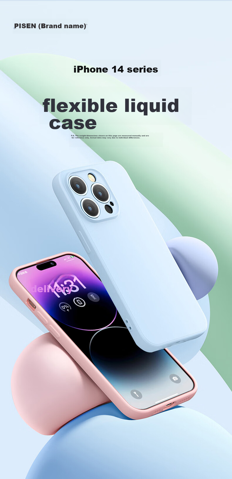 Чехол PISEN для iPhone 14 Plus, гибкий жидкий силикон, полная защита, противоударный, ультратонкий, приятный для кожи, с прямым краем, черный