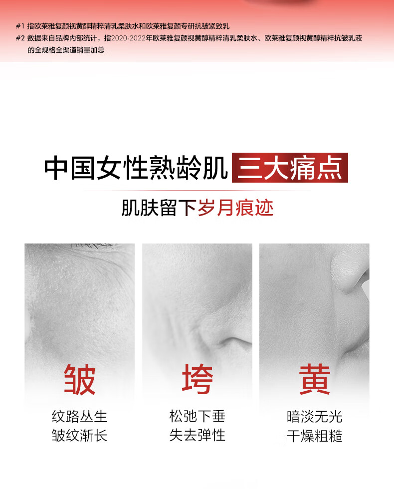 欧莱雅复颜视黄醇水乳套装补水抗皱紧致保湿护肤品化妆品新年礼物送女生