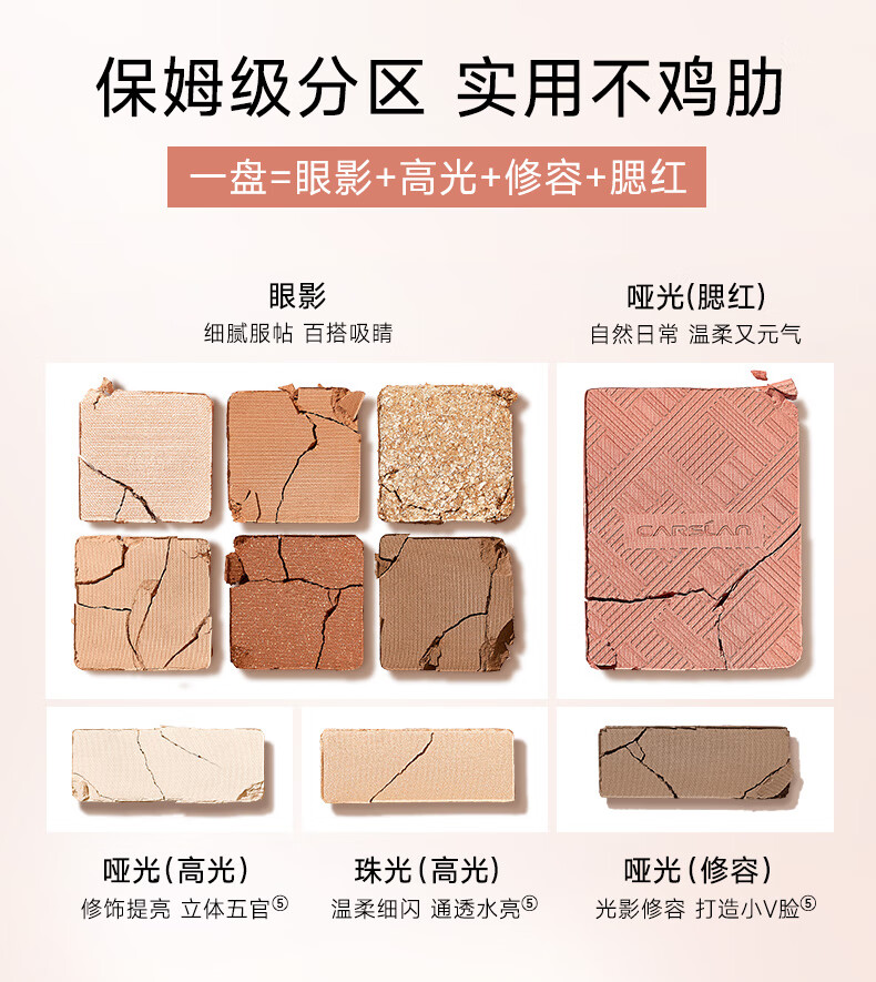 卡姿兰（Carslan） 柔幻星纱十色眼影盘（多功能盘粉质细腻不飞粉节生日礼物） 【综合盘-LuLu猪】02春游猪猪