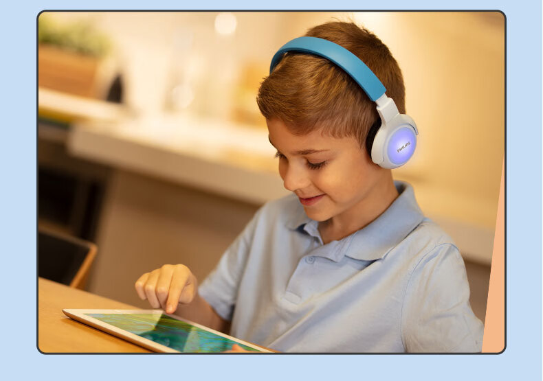 飞利浦（PHILIPS） 儿童蓝牙耳机头戴式网课英语学习音乐低分贝呵护听力舒适耳机生日礼物H402 聪明蓝