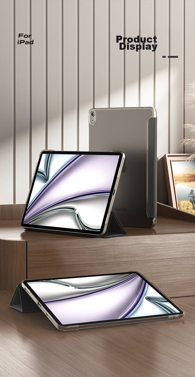 Чехол BIAZE для Apple iPad Air 7/6 11 дюймов M3, защитный, с трехстворчатой подставкой, жесткой задней крышкой, PB507-Лавандовый