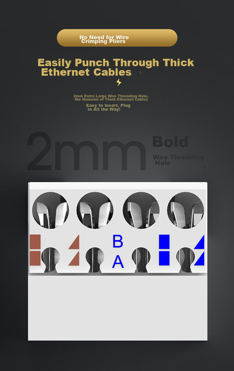 WANJEED Cat6a Toolless Crystal Head, Engineering Grade CAT6a Shielded Toolless Crystal Head 8P8C, 10 Gigabit RJ45 Computer Network Cable Connector Network Connector WJ-15321