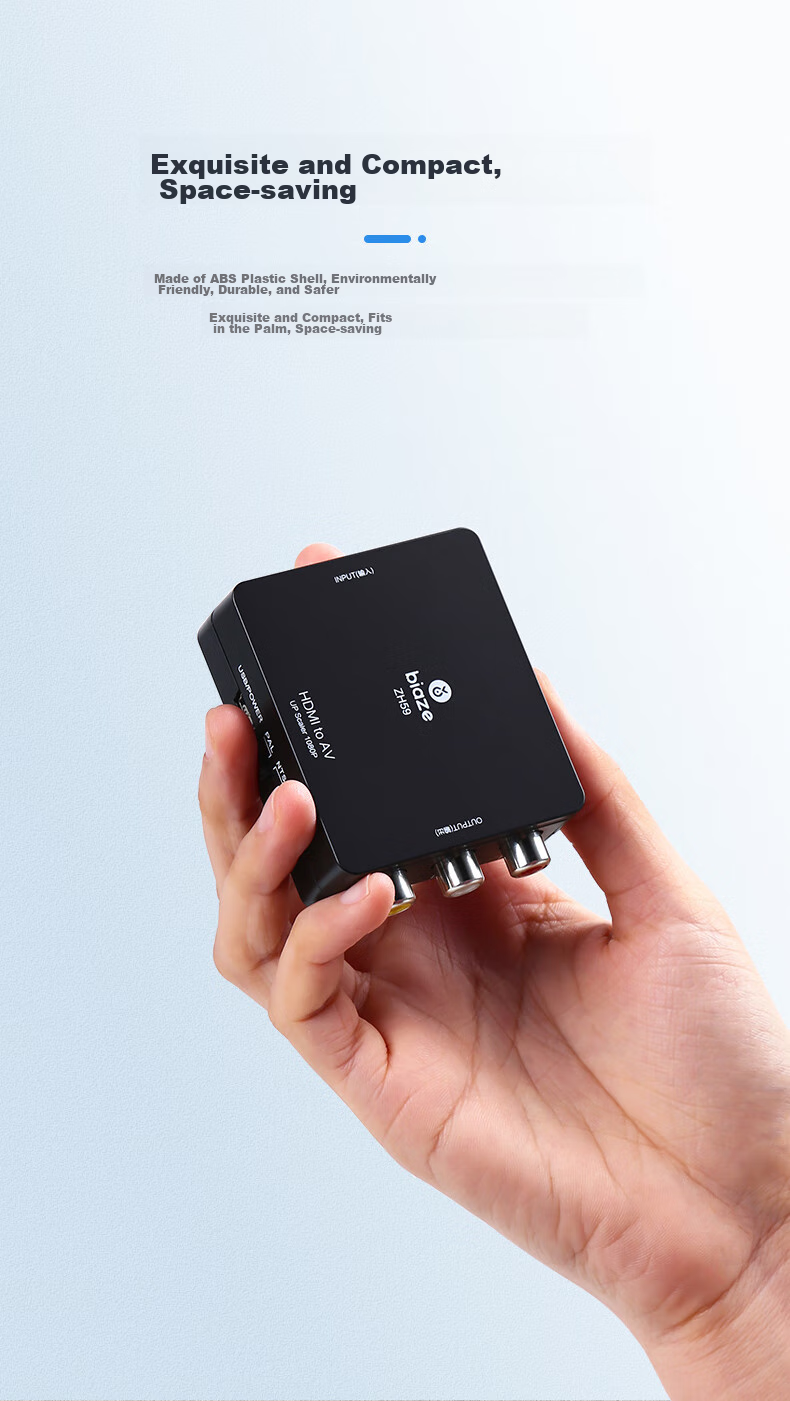 Конвертер BIAZE HDMI в AV (3RCA) с USB-питанием, для подключения ноутбуков, ТВ-приставок к телевизору, 1.8 м