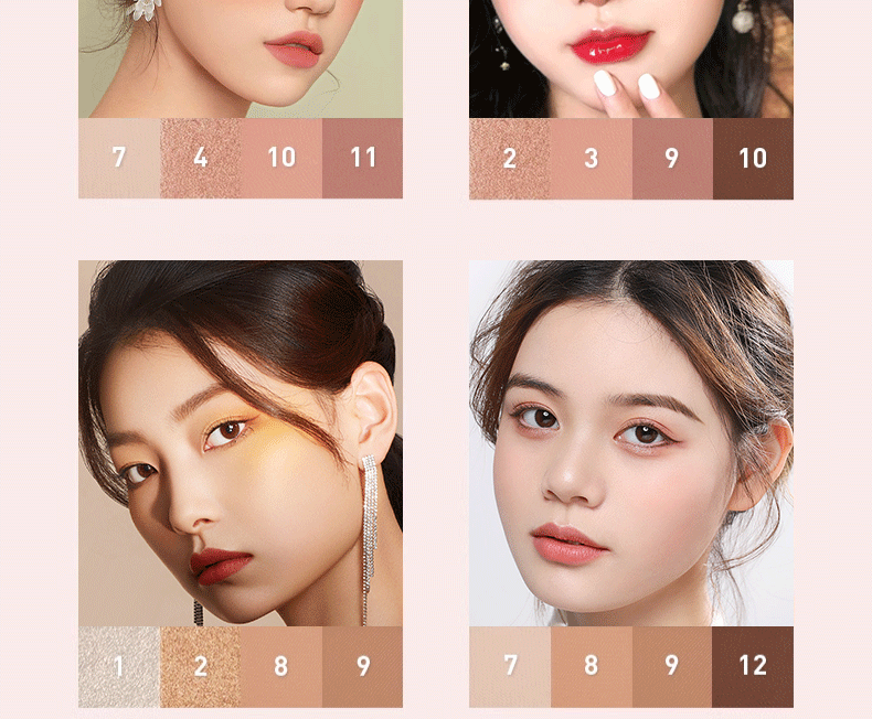 美颜笔记12色眼影盘彩妆儿童520七夕情人节生日礼物送女友老婆03#水泥盘