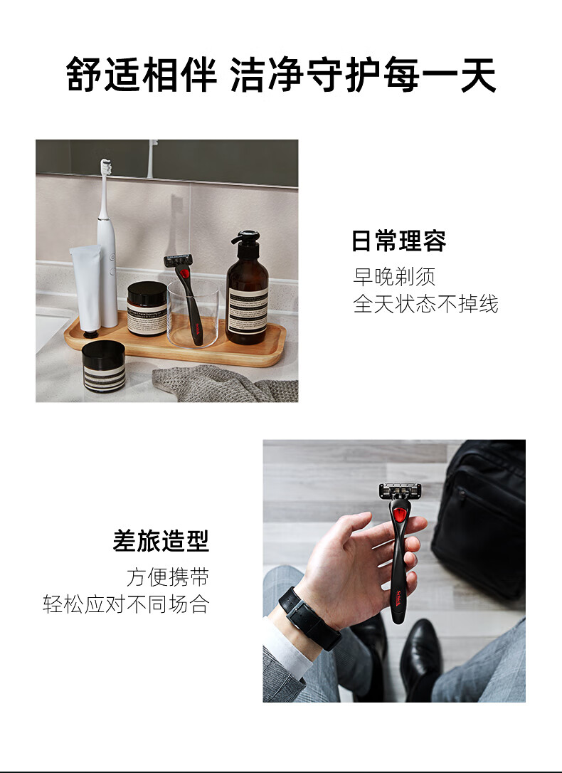 舒适(Schick)Schick5男士手动剃须刀刮胡刀【1刀柄+5刀头】剃须刀