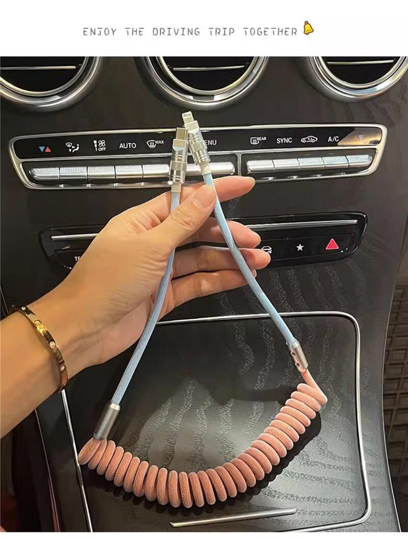 Автомобильное зарядное устройство Dijialun с кабелем для Apple iPhone 14, Carplay BMW Mercedes-Benz, USB+Apple, 100W, черный