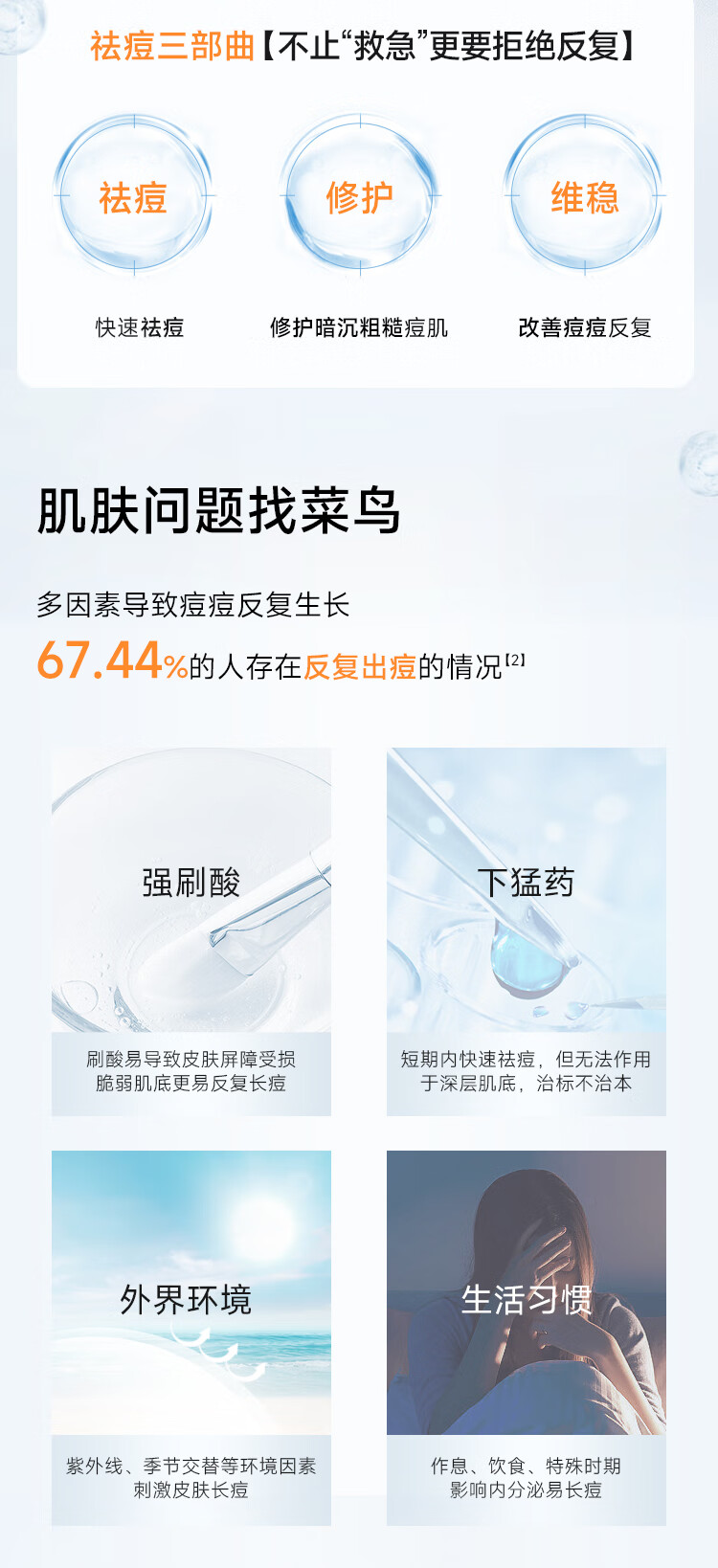 菜鸟和配方师第二代姜黄素祛痘精华液30ml 无酸祛痘护肤品面部精华 敏肌适用