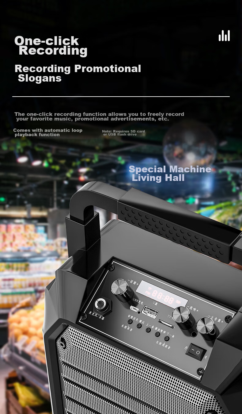 Беспроводная Bluetooth-колонка Newmine K98, портативная, с двумя микрофонами, радио, для уличных выступлений и домашнего использования