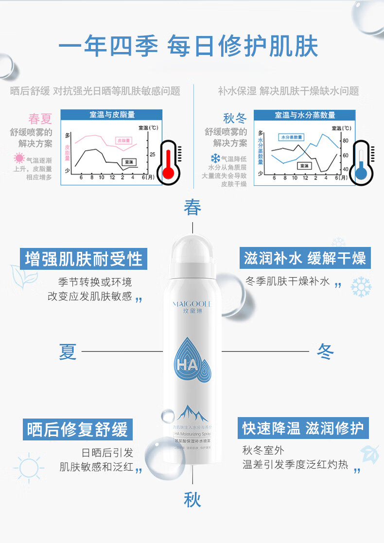 BAINHR玻尿酸补水喷雾舒缓干燥补水保湿爽肤水化妆湿敷护肤水150ml