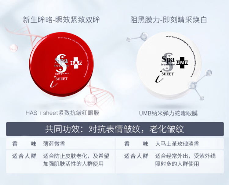 蛇毒（Spa treatment）日本进口HAS红蛇毒眼膜60枚/盒抗皱淡化细纹补水保湿200g 