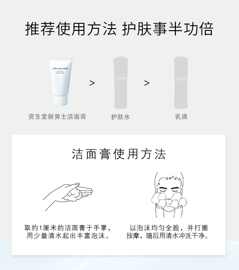 资生堂（SHISEIDO PROFESSIONAL）新男士洁面膏30ml*3