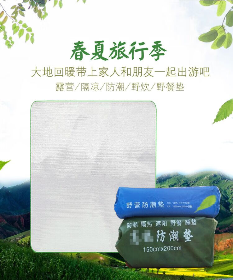 蚁伽 户外加厚超大便携帐篷地垫郊游春游野炊草坪垫子防水防潮垫爬行垫沙滩垫 加厚9MM2*2M+收纳袋