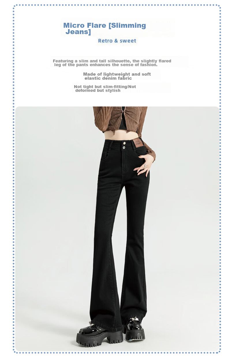 Джинсы Jeanswest женские, осенний винтажный стиль, модные, слегка расклешенные, с высокой талией, черные, размер M