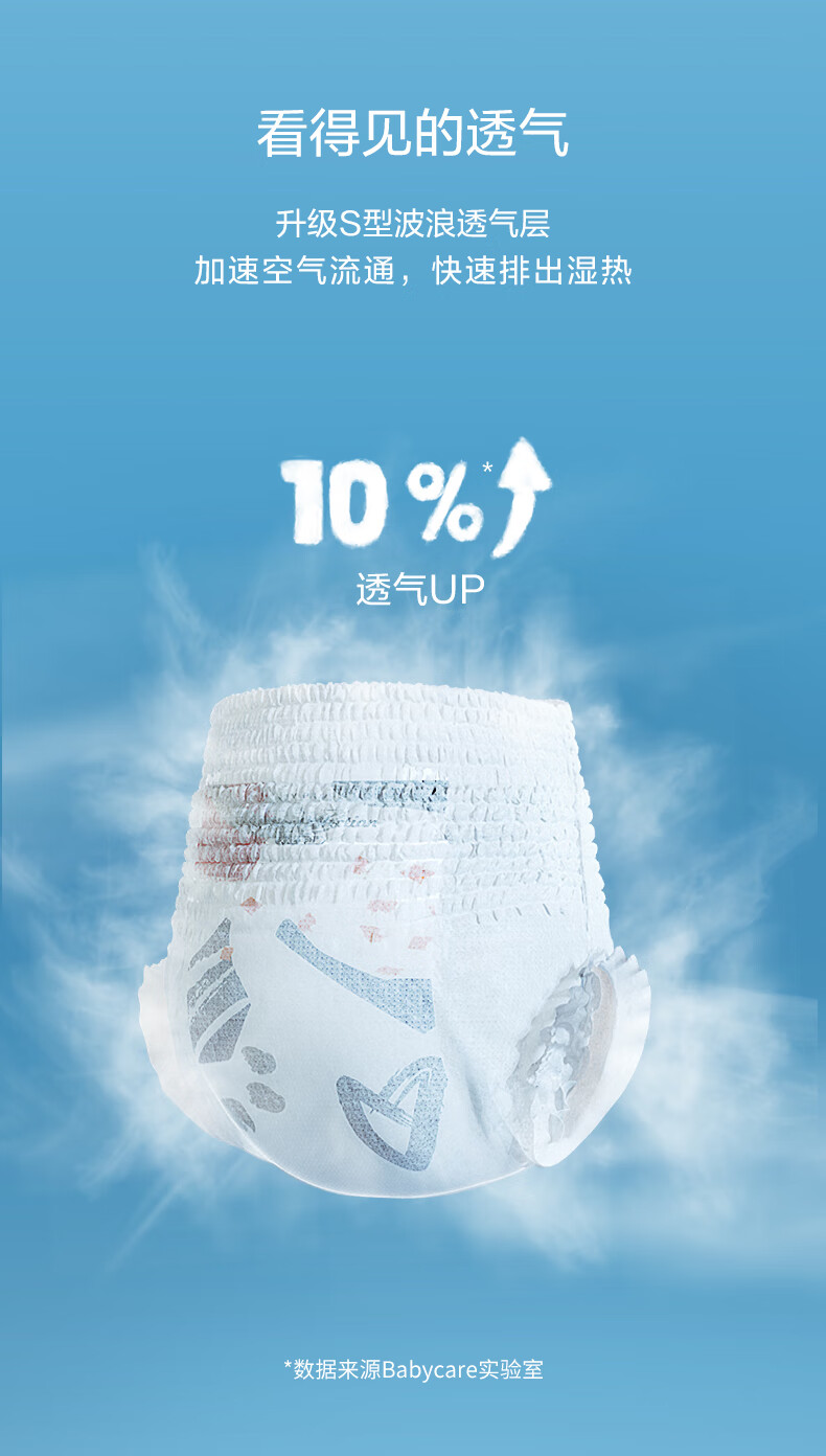 babycare夏季 Air pro 超薄透气 弱酸日用拉拉裤 加大号尿不湿成长裤 超薄透气箱装XL72片（12-17kg）