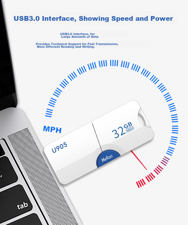 USB-накопитель Netac U905 32GB USB 3.2, тонкий выдвижной высокоскоростной накопитель, зашифрованный USB-накопитель