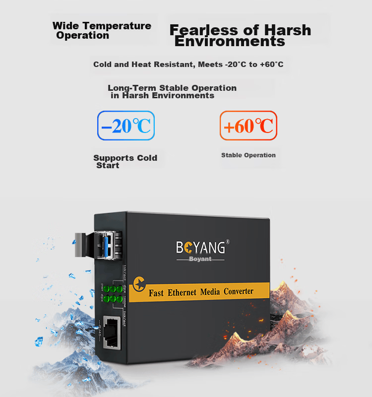 BOYANG BY-WG811S Gigabit Dual-Fiber Single-Mode Fiber Optic Transceiver, LC Interface, 25km External Power Supply