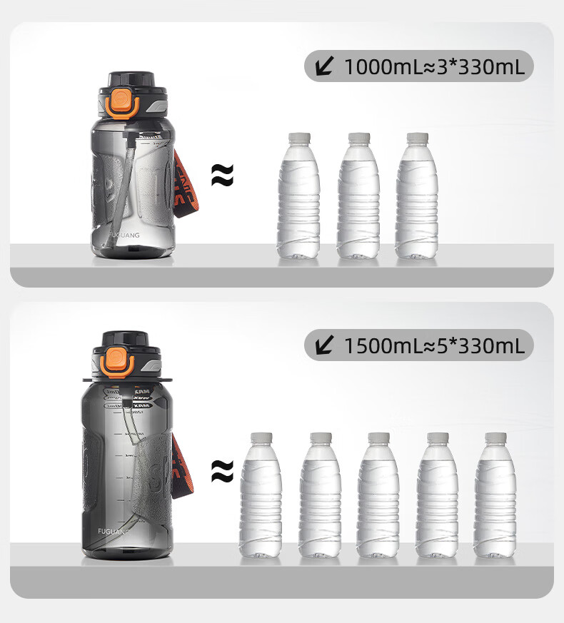 Бутылка для воды Fuguang, пластиковая, Tritan, 1000 мл, черная