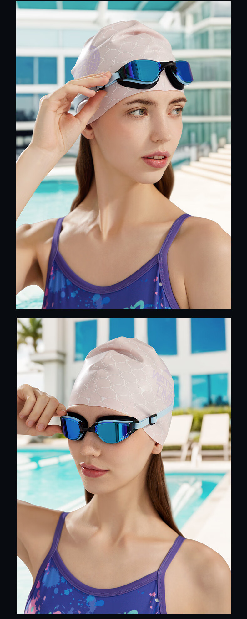 Очки для плавания WATERTIME, профессиональные, с диоптриями -5.0, антифог, черный