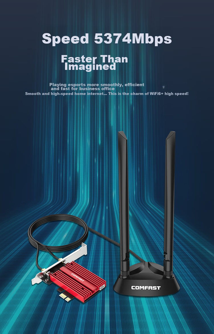Сетевая карта COMFAST AX210PLUS, WiFi 6E, Bluetooth 5.3, PCI-E, 5374 Мбит/с