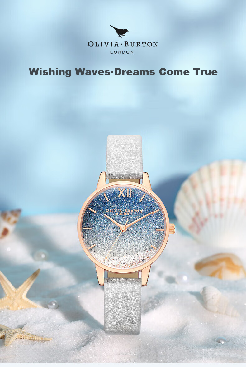 Женские часы OLIVIA BURTON OB16US26, кварцевые, синие, кожаный ремешок, диаметр 30 мм