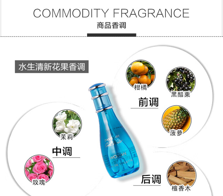大卫杜夫（Davidoff）冷水神秘水女士淡香水 50ml 生日礼物送女友 节日礼物 花果香调