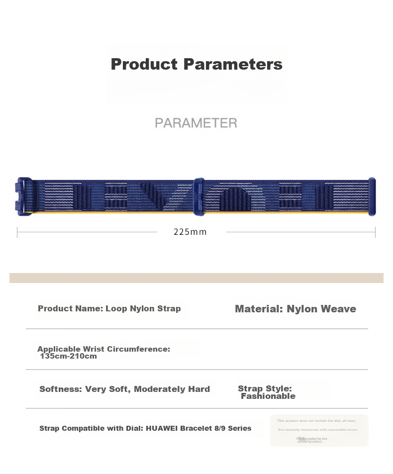 Ремешок BHO для Huawei Band 10/9/8, нейлоновый, синий