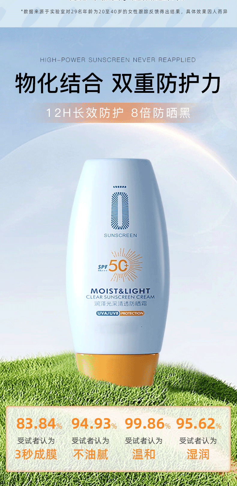 苾旎防晒霜乳SPF50+户外军训防晒霜男女脸部清爽水润隔离二合一30g
