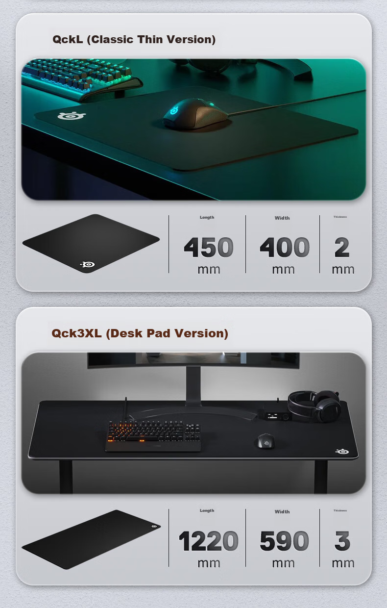 Игровой коврик SteelSeries QcK Medium, размер M, 320x270x2 мм, гладкая поверхность, нескользящая основа
