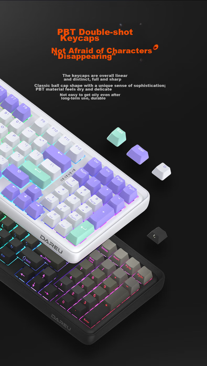 Механическая клавиатура DAREU A98 Professional Edition, 98 клавиш, беспроводная, RGB, белый дым синий