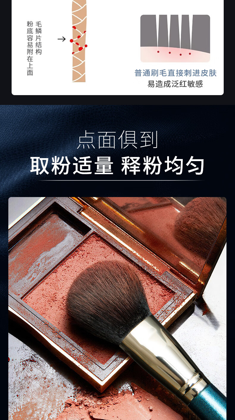 AOLANLA 大师级珠光蓝9支化妆刷套装全套美妆刷眼影刷带化妆包礼物送女友