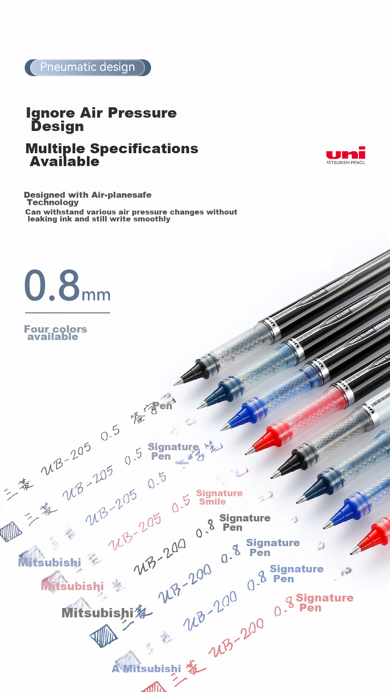 Ручка шариковая Uni Mitsubishi UB-200, 0.8 мм, черная, для бизнеса, антидавление, 1 шт.