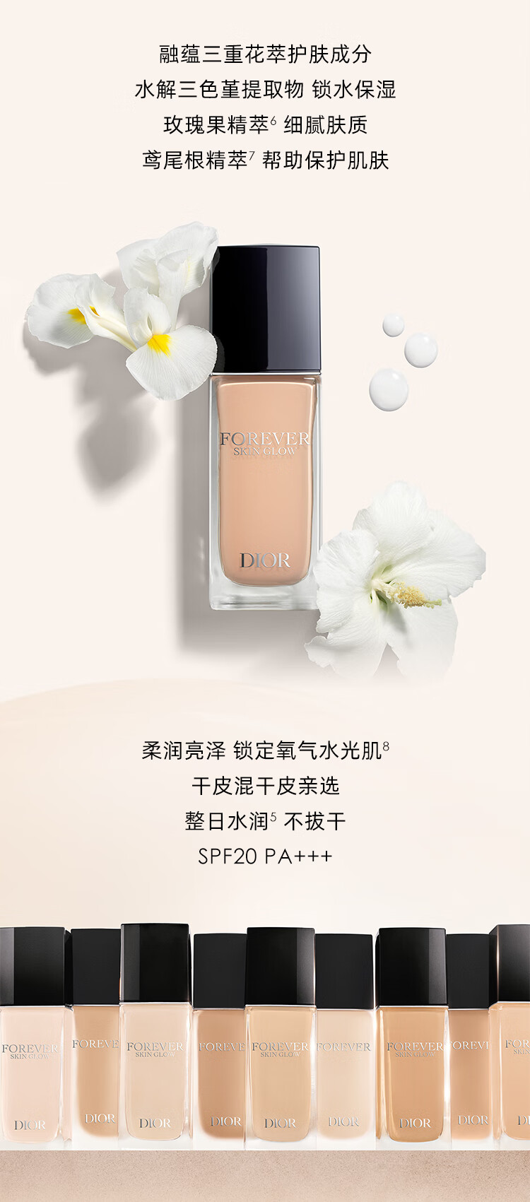 迪奥DIOR锁妆粉底液(柔润亮泽)30ml 0N持久控油遮瑕化妆品 生日礼物女
