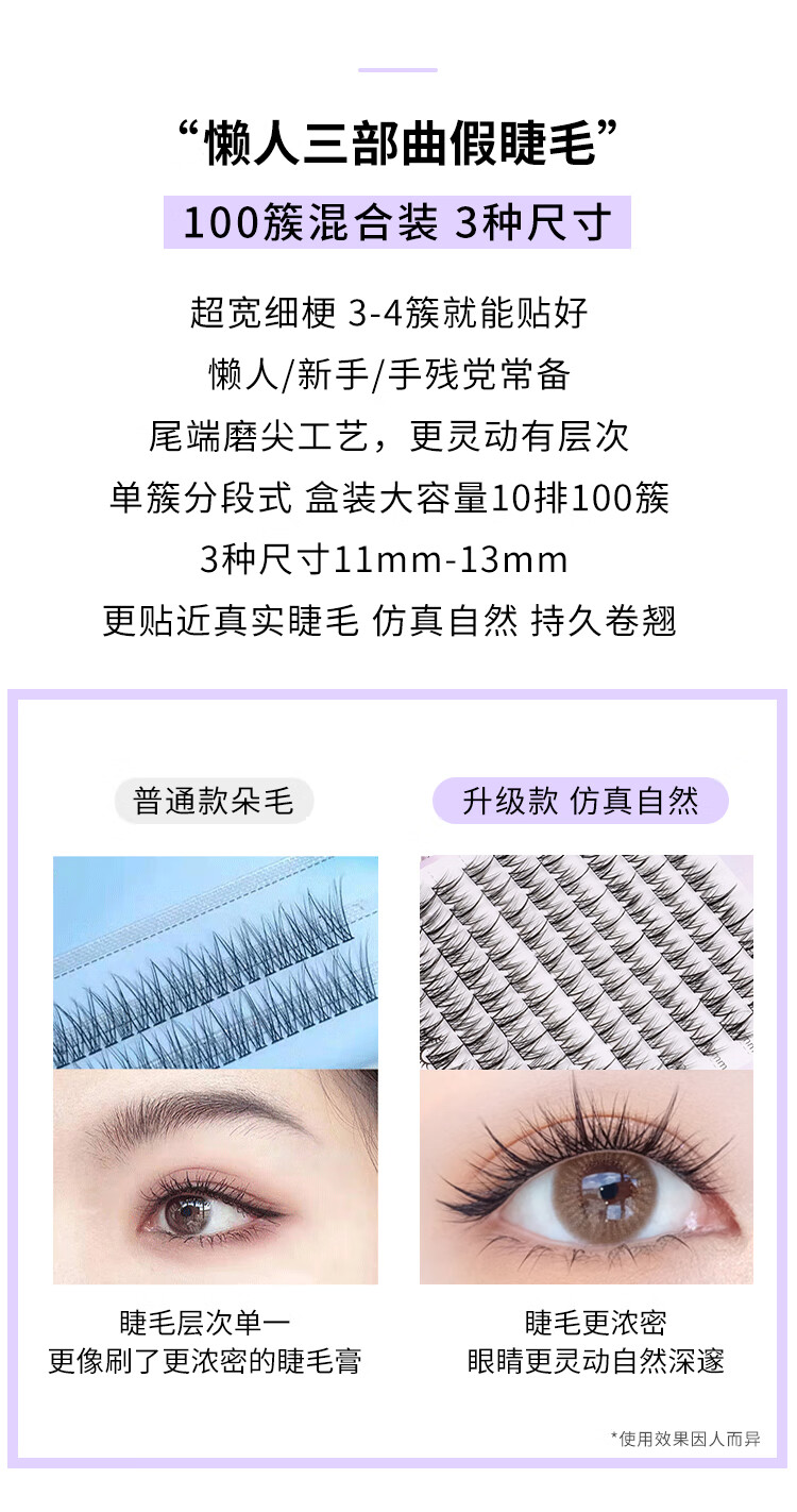 美肤语单簇小恶魔假睫毛(懒人三部曲100簇)自然仿真嫁接眼睫毛MF8203