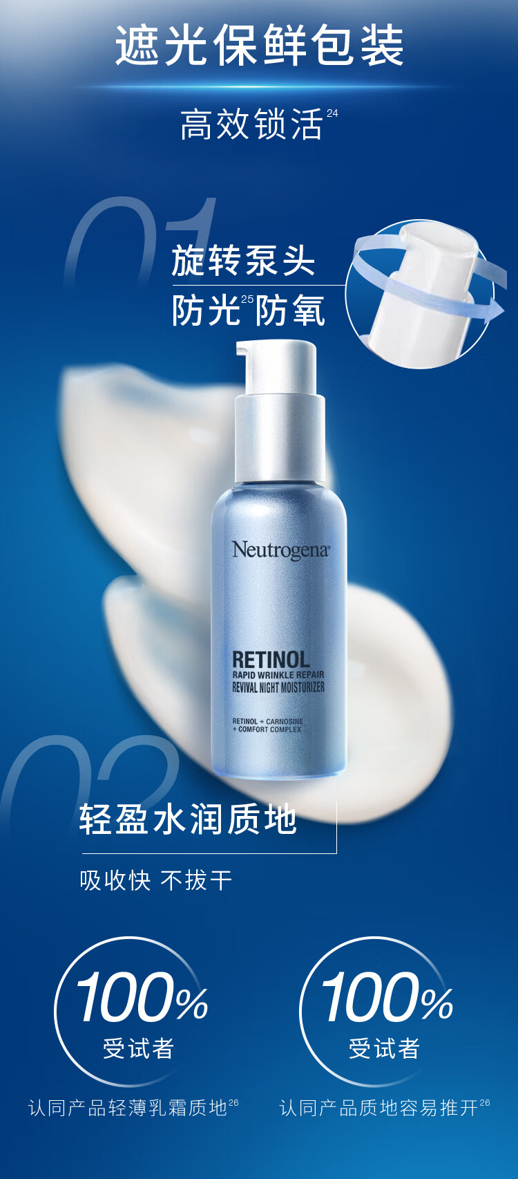 露得清（Neutrogena）维A醇抗皱修护赋活晚霜 10ml(体验装）