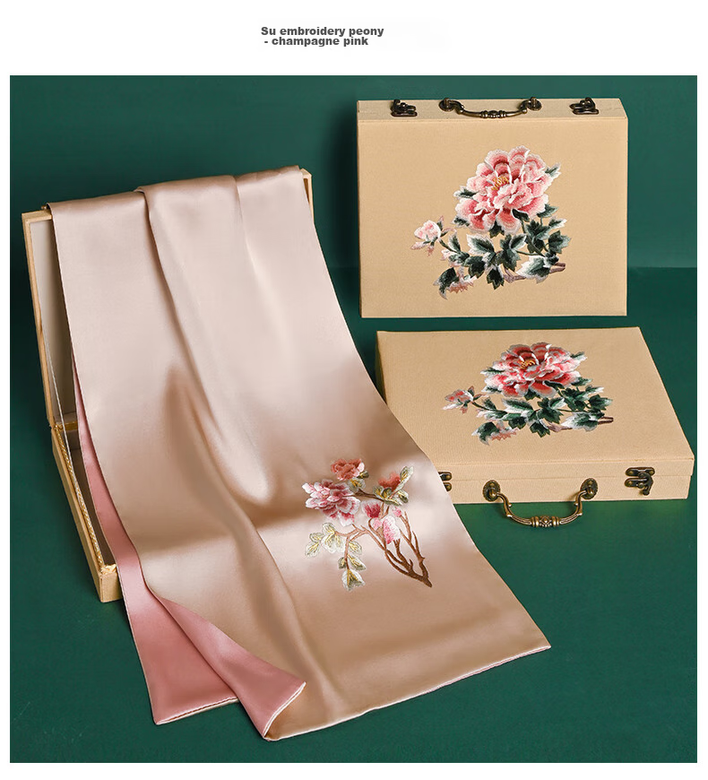 Шелковый шарф Hangsilu Suzhou Embroidery для женщин, зимний шарф из тутового шелка, высококачественный подарочный набор с вышивкой, подарок на день рождения и праздник для мамы, новогодний подарок