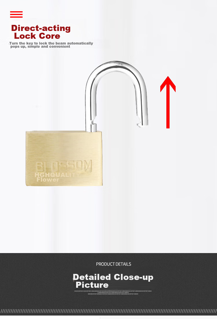 Замок BLOSSOM Copper Padlock, водонепроницаемый и устойчивый к ржавчине, для дома, общежития, шкафов и дверей, антивандальный оконный замок, 55 мм (076)