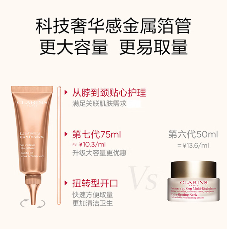 娇韵诗焕颜弹力颈霜75ml 淡化护理颈纹提拉紧致水润颈部【直播间专享】