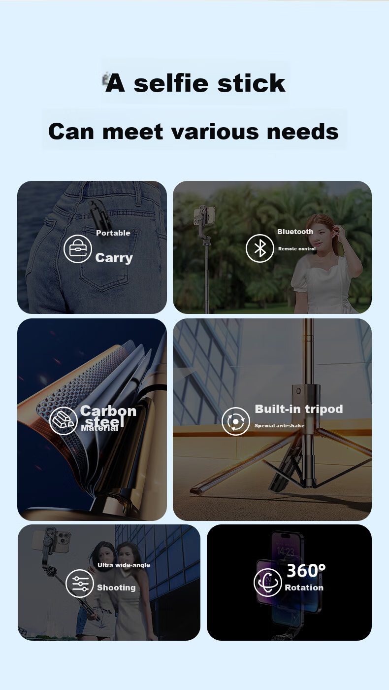 Штатив-селфи палка CRENOV с подсветкой, 1.8м, для телефона, с Bluetooth пультом, складной, 360° вращение, стабилизатор