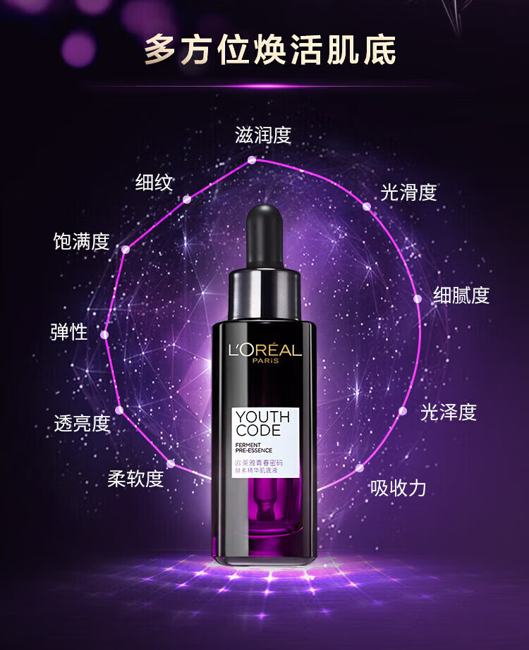 欧莱雅（LOREAL）黑精华肌底液精华液面部精华补水酵素小黑管精华肌底液15mlx2