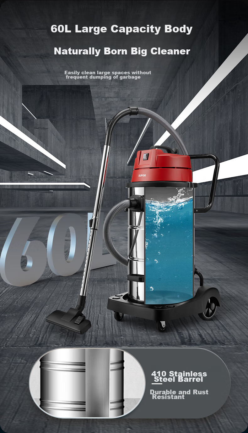 Промышленный пылесос SUPOR EVCB-75S, 1800 Вт, 60 л, 28000 Па, сухая и влажная уборка