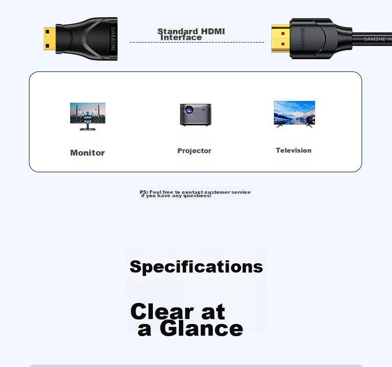 Переходник SAMZHE Mini HDMI на HDMI HFD-03, для подключения планшетов и камер к телевизору или монитору