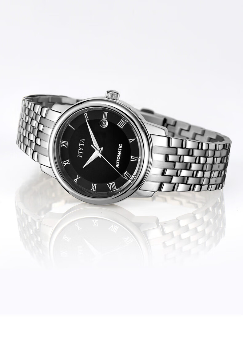 FIYTA Classic Series Automatic Mechanical Roman Numeral Dial Steel Strap Men's Wristwatch, Qixi Festival Gift