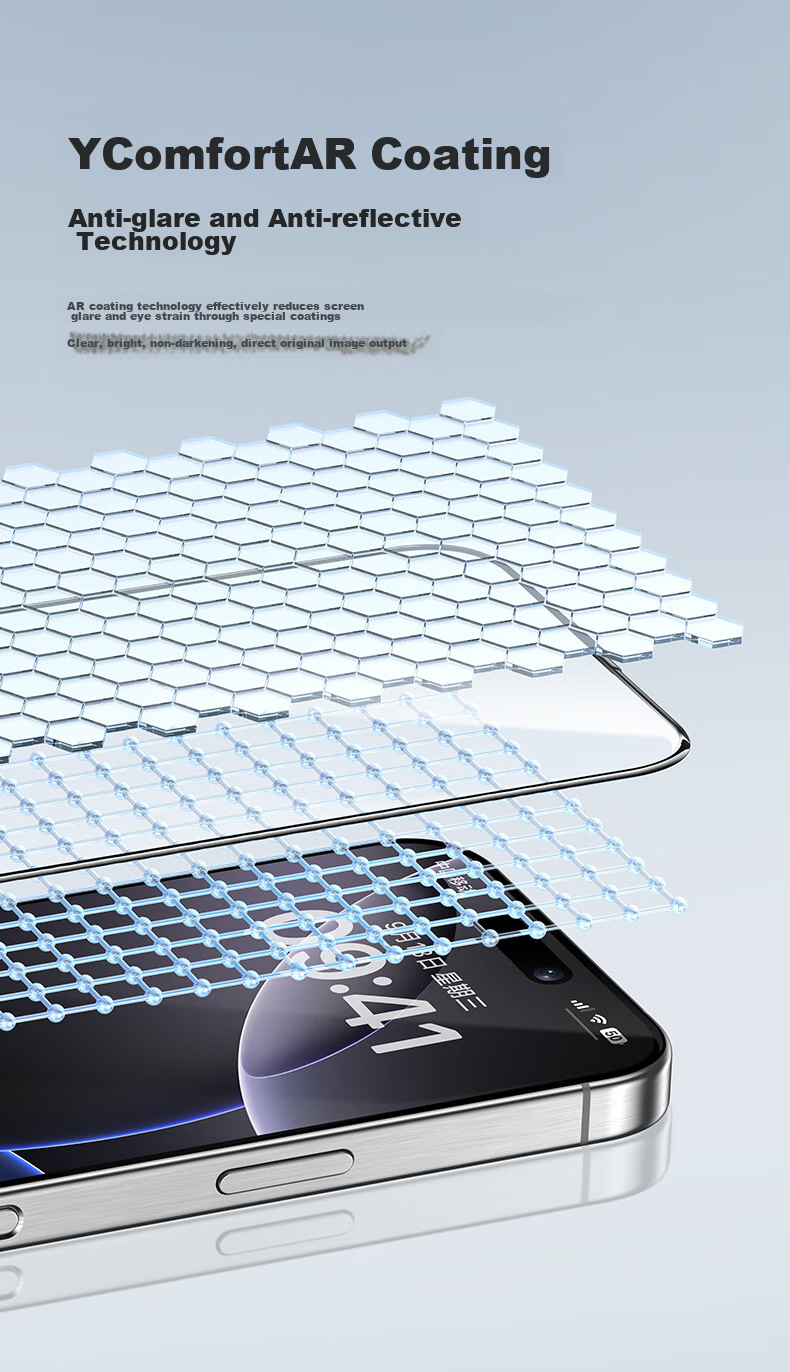 Защитное стекло Benks AR Ultra-Clear для Apple iPhone 16 Pro Max, противобликовое, полноэкранное, HD, антиотпечатки