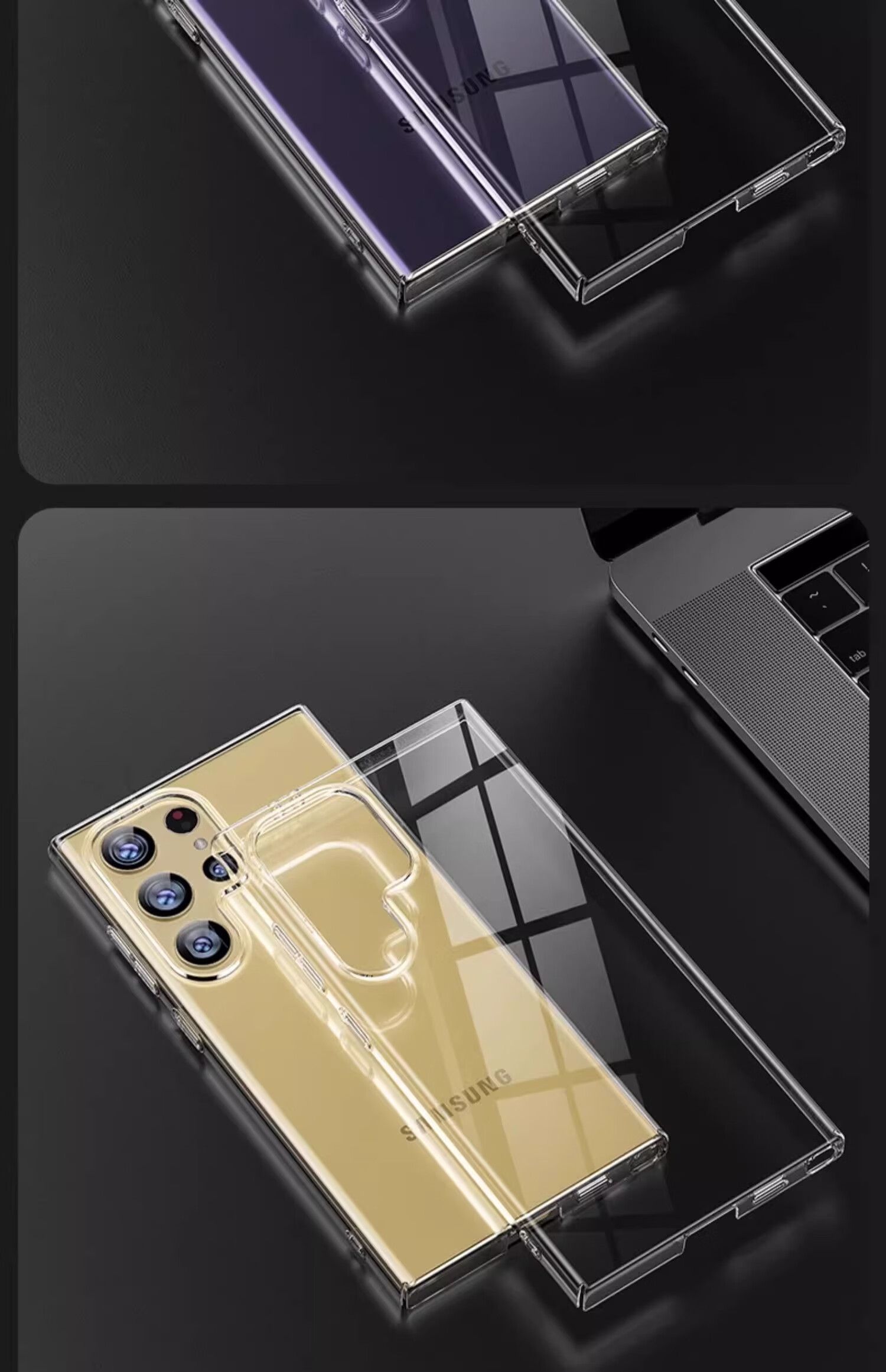 Чехол для Samsung S23 Ultra POZZO, полностью прозрачный, ультратонкий, противоударный, защита от отпечатков пальцев