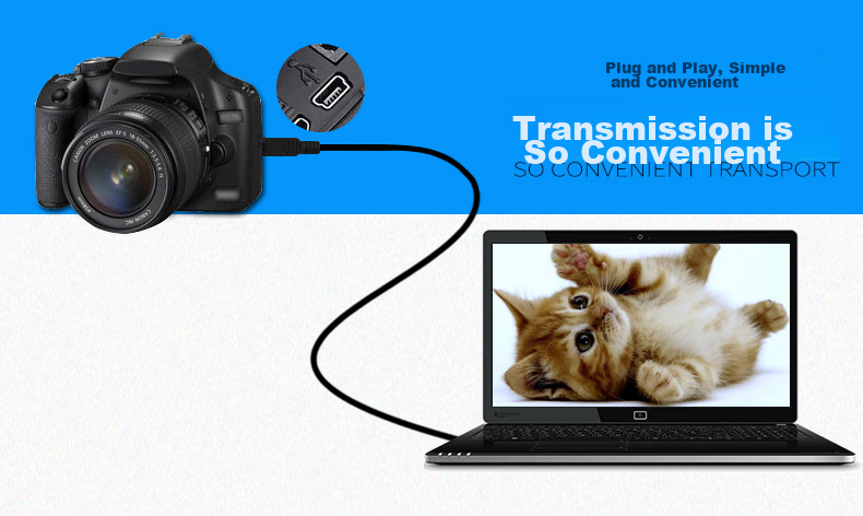 Кабель USB Trendsetter для Mini USB, 1 метр, черный, 2А