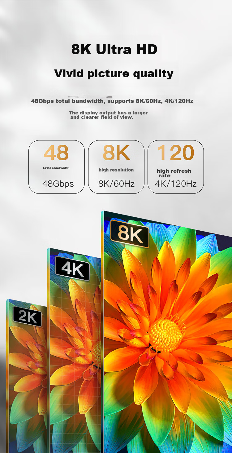 Кабель CHOSEAL HDMI 2.1, 8K@60Hz, угловой 90 градусов, 1.5 метра, QS8180