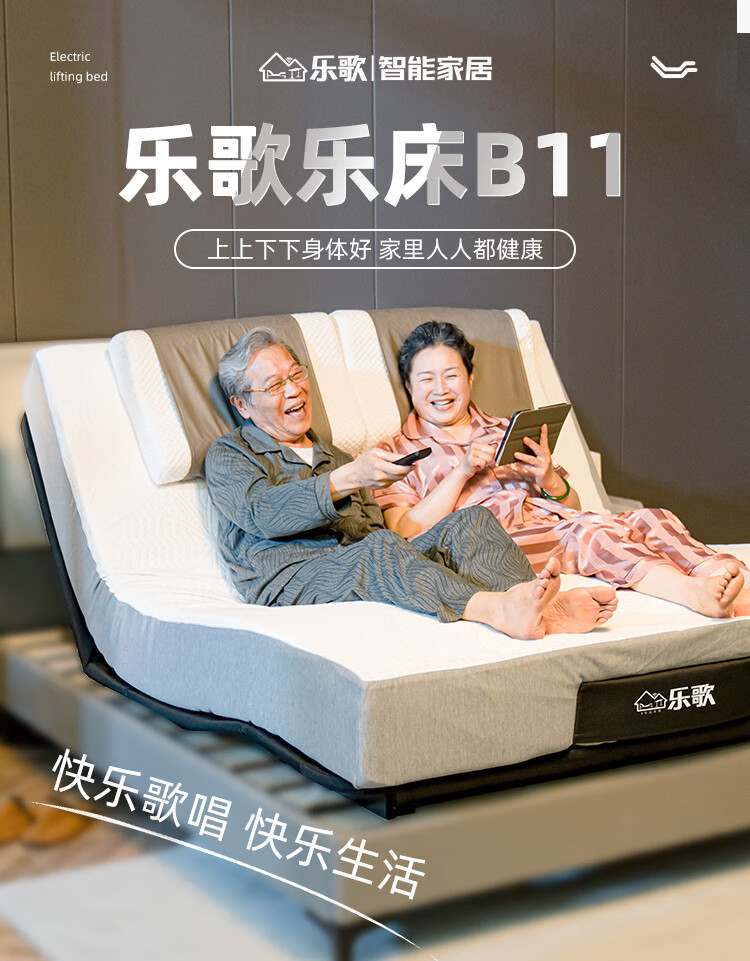 乐歌智能电动床电动可升降主卧现代简约双人床老年人适用 150*200cm乐床床架(不含床垫)  40天内发货