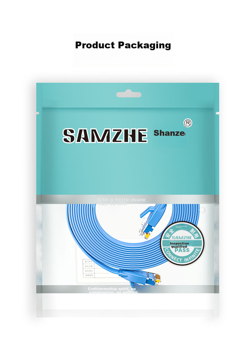 Сетевой кабель SAMZHE Cat6, плоский витой, гигабитный неэкранированный патч-корд для домашнего компьютера, роутера, синий, 2 метра