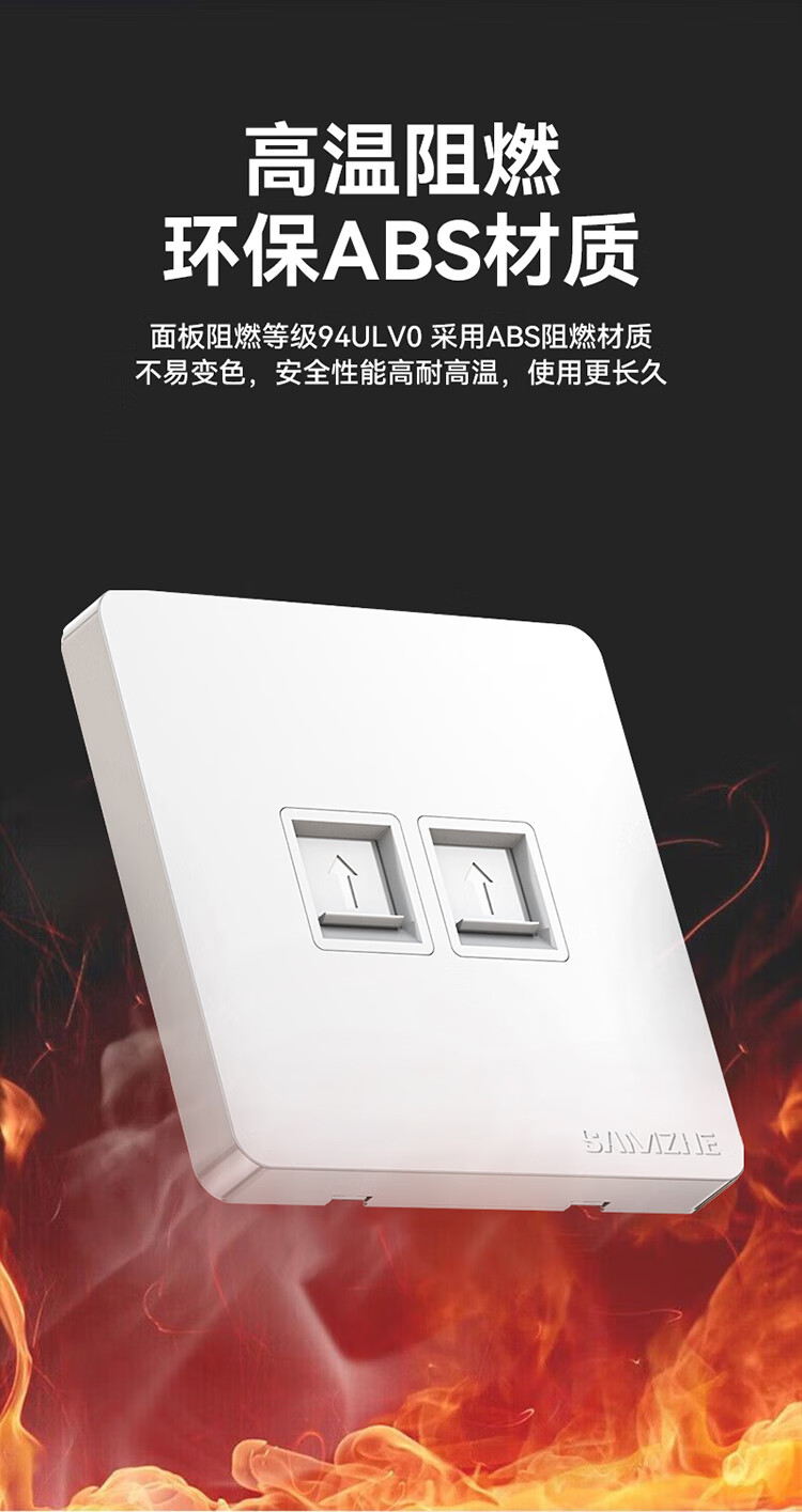 Панель сетевая SAMZHE ZWB-02, универсальная Cat5e/6/7, двухпозиционная, огнеупорная, для компьютерного зала